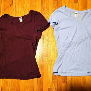 PINK V-neck T-shirts